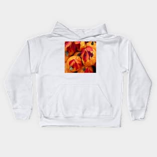 pumpkins and red leaves Kids Hoodie